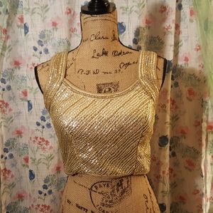 Bead Rhinestone Gold Indian Saree Crop Top